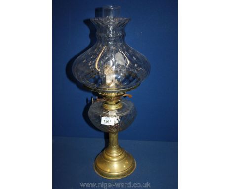 A Brass and glass Oil Lamp