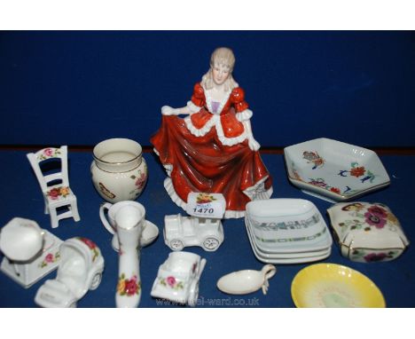 A small quantity of china including Leonardo 'Felicity' figure, Beswick ware trinket dish, Zsolnay vase, Cottage Rose ornamen