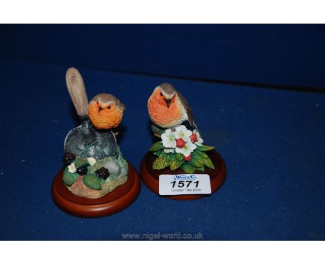 Two Border Fine Arts Robins by Russell Willis - Robin on trowel 541559 1999 and Robin A0408 2000, boxed.