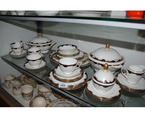 A Minton Versailles part dinner/tea service, cups. saucers, plates, dinner plates, two tureens etc.