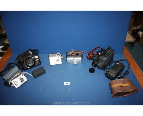 A JVC video recorder, HP Photo Smart digital camera, Finepix digital camera, Minolta 125 camera, Samsung AF Zoom 1050 camera 