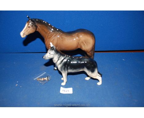 A Beswick horse and Beswick Ulrica of Brittas dog, both a/f