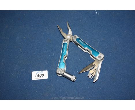 An "Alles-Schneider CR850 Marcrist" multi-tool/pliers including 5 blades/tools and a small LED torch.
