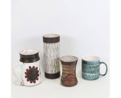 BRIGLIN POTTERY, 4 pieces of mid-century studio pottery, impressed marks, tallest 23.5cmGood condition 