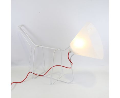 LAGRANJA LAIKA dog lamp, enamelled iron body supporting a conical shade, the cable forming the dog?s leash, length 80cmExcell