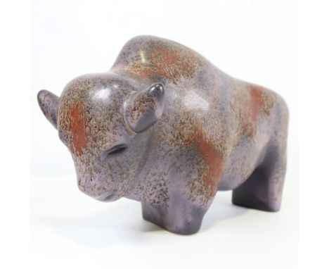 KURT TSCHORNER for Ruscha, a 1970s' ceramic bison figure, length 35cm Good condition