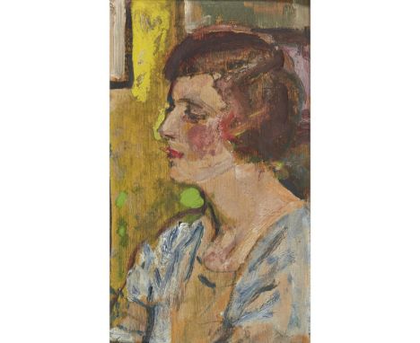 GEORGE LESLIE HUNTER (SCOTTISH 1877-1931)PORTRAIT STUDY OF A YOUNG WOMAN Oil on board21.5cm x 12.75cm (8.5in x 5in)