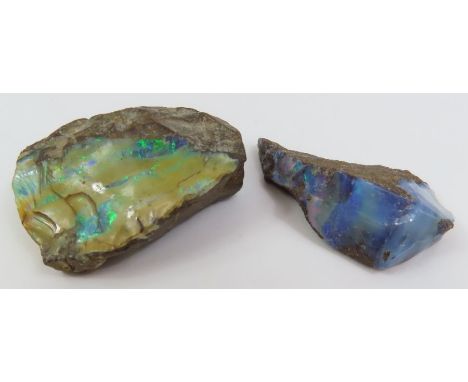 Two pieces of rough opal, 49.8g gross