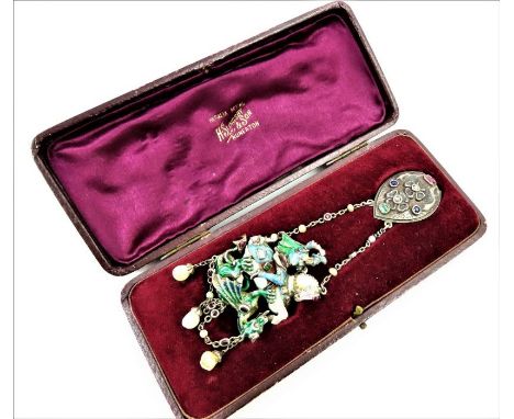 An enamel stone set Austro-Hungarian jewel, depicting St George slaying the dragon, St George sat on a horse above the defeat