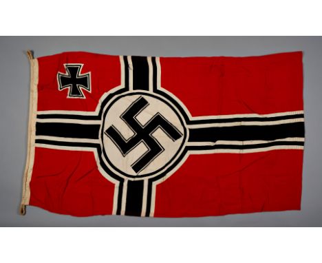 Generalität - Heer Allgemein : Reichskriegsflagge Bedruckter Leinenstoff. Seitliche Originalverschnürung. Mit unleserlichem H