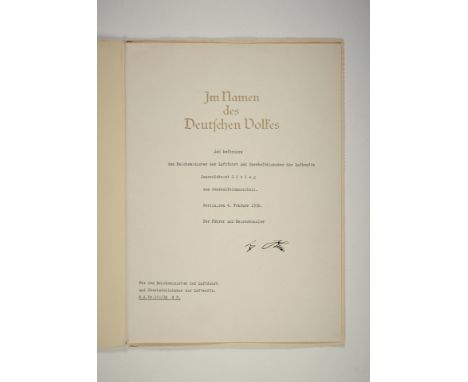 Deutsches Reich 1933 - 1945 - Führende Persönlichkeiten des 3.Reiches : Ernennungsurkunde für Hermann Göring zum Generalfeldm