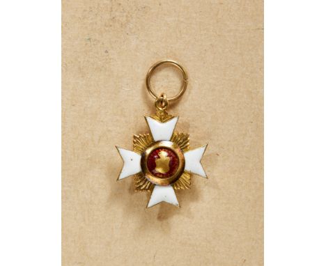 Orden &amp; Ehrenzeichen Deutschland - Reuß : Fürstlich Reußisches Ehrenkreuz 1. Klasse, Miniatur.Miniatur des Ordenskreuzes.