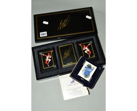 A PISCES BY ERTE COMPACT FOR ESTEE LAUDER, in original box (unused), together with Erte for Sobranie Bridge set with History 