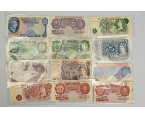 UK BANKNOTE COLLECTION, to include four one pound Peppiatt two consecutive, five ten Shilling Peppiatt two consecutive, Page 
