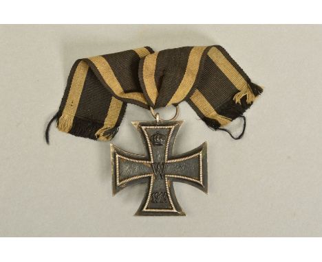 A WWI IMPERIAL GERMAN ARMY IRON CROSS, this example having the makers mark 'K?' on the suspender ring possibly KI, good overa