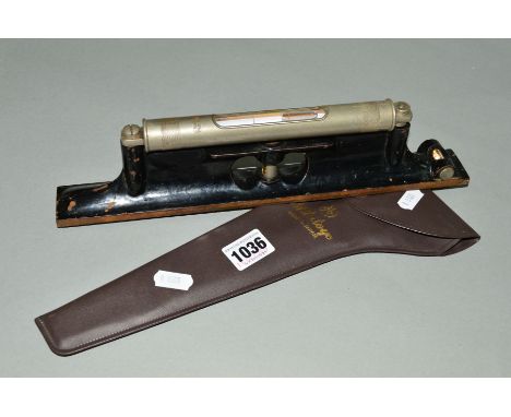 A JAPANESE MITUTOYO STEEL PRECISION INSTRUMENT, in soft storage case, together with a J.Rabone &amp; Sons spirit level (2)