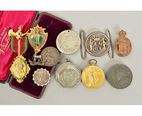 A WWI VICTORY MEDAL, named to 45633 Pte. A.E. Slow Durham Light Infantry, boxed medallions to the Ancient order of the Forest