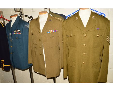 SIX ITEMS OF WWII ERA AND LATER UNIFORM ITEMS, to include Royal Marines Band Dress jacket and trousers, Royal New Zealand Air