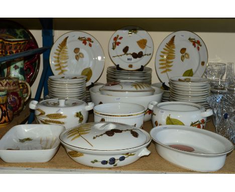 EVESHAM 'WILD HARVEST' TABLE WARES to include dinner plates, side plates, saucers, serving dishes, casserole dishes (one lid 