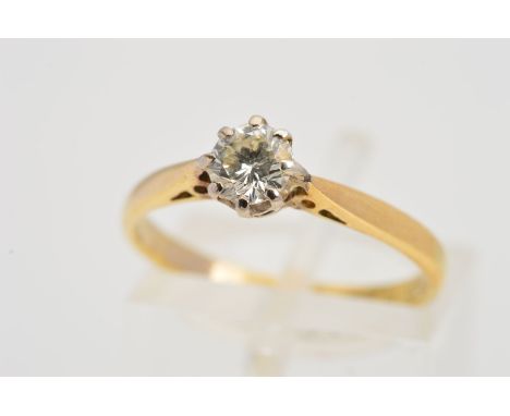 A SINGLE STONE DIAMOND RING, the brilliant cut diamond within an eight claw setting, colour assessed as K-L, clarity assessed