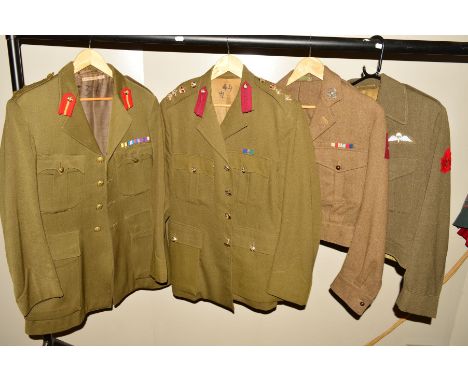 A 1943 MODEL BATTLE DRESS BLOUSE, with the Royal Canadian Infantry Corps logo, a 1942 pattern Battledress short jacket with P