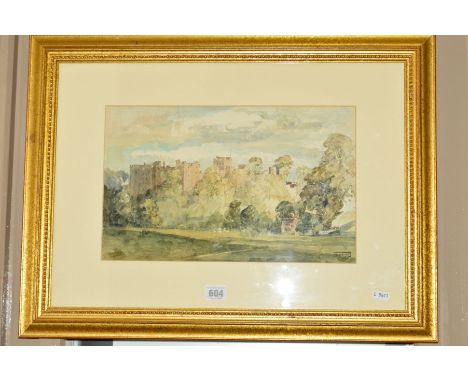HELEN R LOCK (BRITISH CONTEMPORARY) 'WARWICK CASTLE', a landscape with Warwick Castle to the distance, artist stamp lower rig