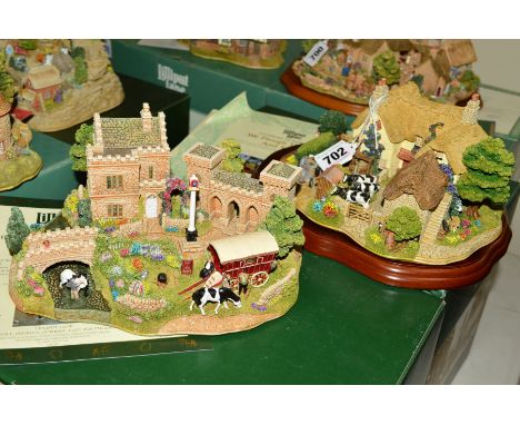 TWO BOXED LIMITED EDITION LILLIPUT LANE SCULPTURES, 'We Plough the Fields and Scatter' L2412, No 561/2001, with plinth, certi