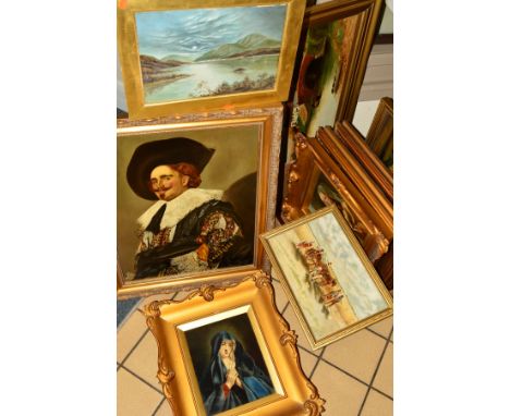 R. MILLWARD (20TH CENTURY), a group of paintings to include a copy of the 'Laughing Cavalier' by Frans Hals, signed and dated