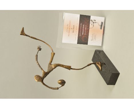 ED RUST (BRITISH CONTEMPORARY) ';MAKING THE BREAK' a bronze limited edition sculpture of a figure running with a rugby ball, 