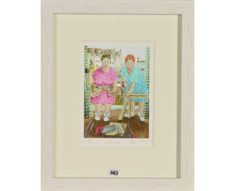 REBECCA LARDNER (BRITISH 1971) 'DO IT YOURSELF', an artist proof print 19/20, two female figures doing D.I.Y., signed and tit