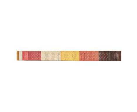 AN IMPERIAL EDICTXianfeng, dated 1852Horizontal hand scroll, ink on woven brocade, with parallel text in Chinese and Manchuri