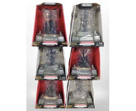 Six Hasbro Star Wars Titanium Series die-cast figurines, boxed.