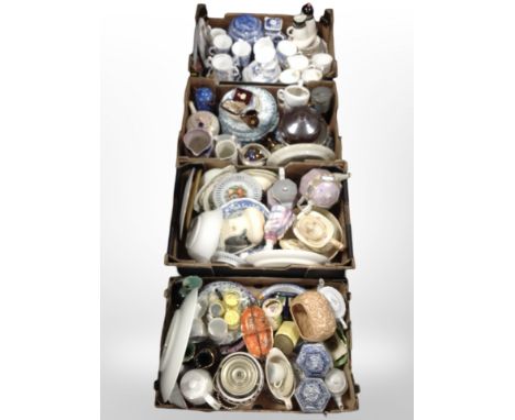 A large quantity of mainly 20th-century ceramics, Ringtons blue and white caddy, dinner wares, blush ivory ceramics, tea chin
