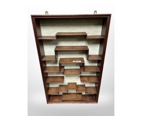 A Chinese style hardwood multi-tiered wall shelf, 79 cm x 50 cm 