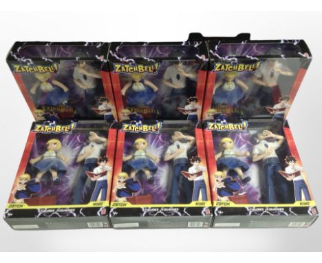 Six Mattel Zatch Bell! figurines, boxed.