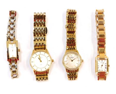 Four various Rotary wristwatches, comprising a stainless steel and gold finish Rotary ladies wristwatch, a gents wristwatch a
