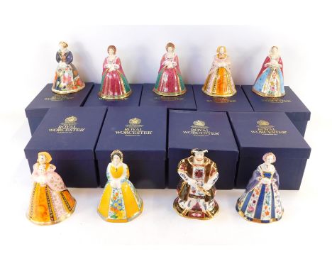A set of Royal Worcester candle snuffers for Henry VIII and His Wives, comprising Anne of Cleves (x2), Katherine Parr, Cather