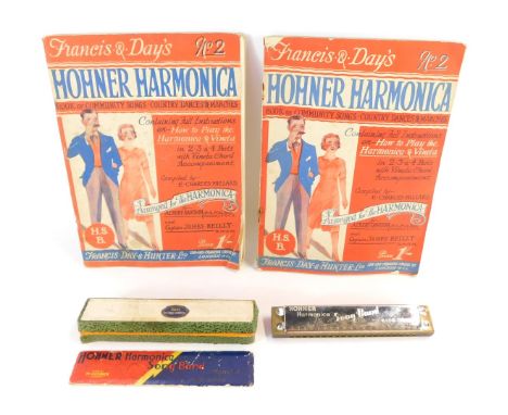 A Hohner Harmonica Songband Model III harmonica, together with two No 2 Harmonica Songbooks. (3)