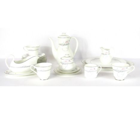 A Royal Doulton Allegro pattern porcelain part tea service, comprising teapot, three teacups, two saucers, eight side plates,