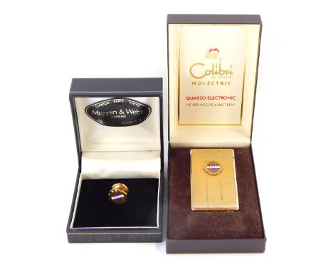 Two ESSO long service collector's items, comprising a Colibri Moelectric cigarette lighter, and a 9ct gold long service colla