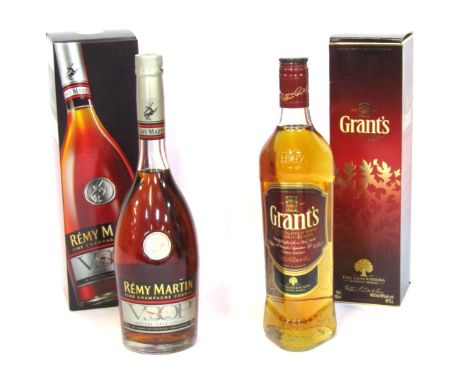 A Grants Family Reserve Scotch Whiskey 70cl bottle, and a Remy Martin Champagne Cognac, boxed. (2)