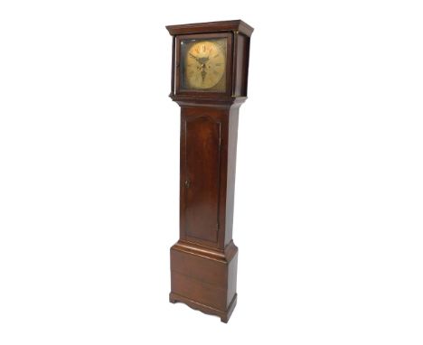 William Lister of Halifax. A George III oak long case clock, square brass dial with floral spandrels, chapter ring bearing Ro