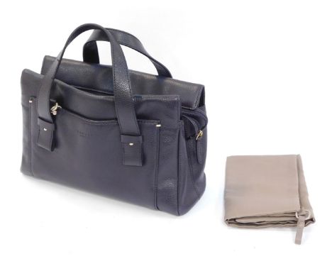 A Radley navy blue lady's handbag, with light blue interior.