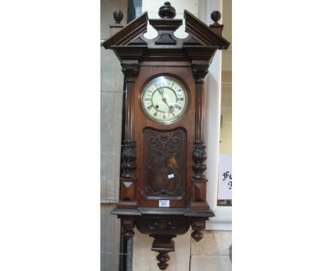 Early 20th Century walnut architectural two train Vienna type wall clock.(B.P. 24% incl. VAT)