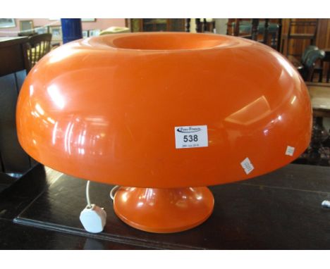 Mid 20th Century studio Artemide Milano 'Nesso' orange plastic mushroom shaped table lamp. (B.P. 24% incl. VAT)   CONDITION R