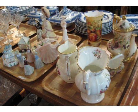 Two trays of assorted china, various to include: Royal Worcester 'The Worcester Heritage' mask head jug, Aynsley floral jug, 