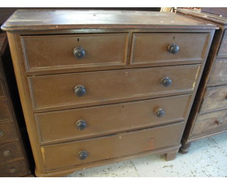 Victorian painted pine straight front chest of two short and three long drawers on bracket feet. (B.P. 24% incl. VAT)