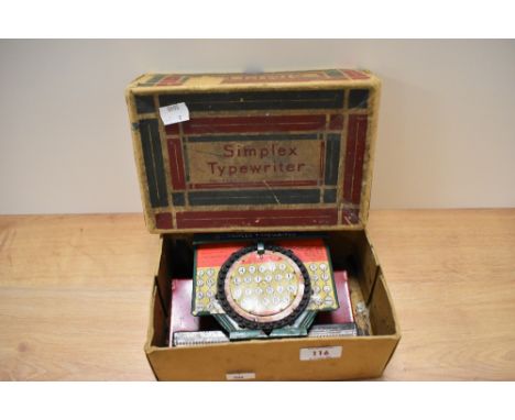 A model A35 Simplex tin typewriter, having original box.