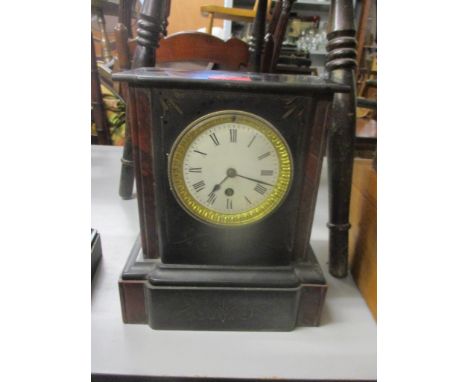 A late Victorian marble cased mantel clock, 28cm h x 24cm w 
