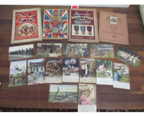 A selection of First World War postcards along with Gale and Polden Ltd booklets on The Official Crests of the Imperial Yeoma